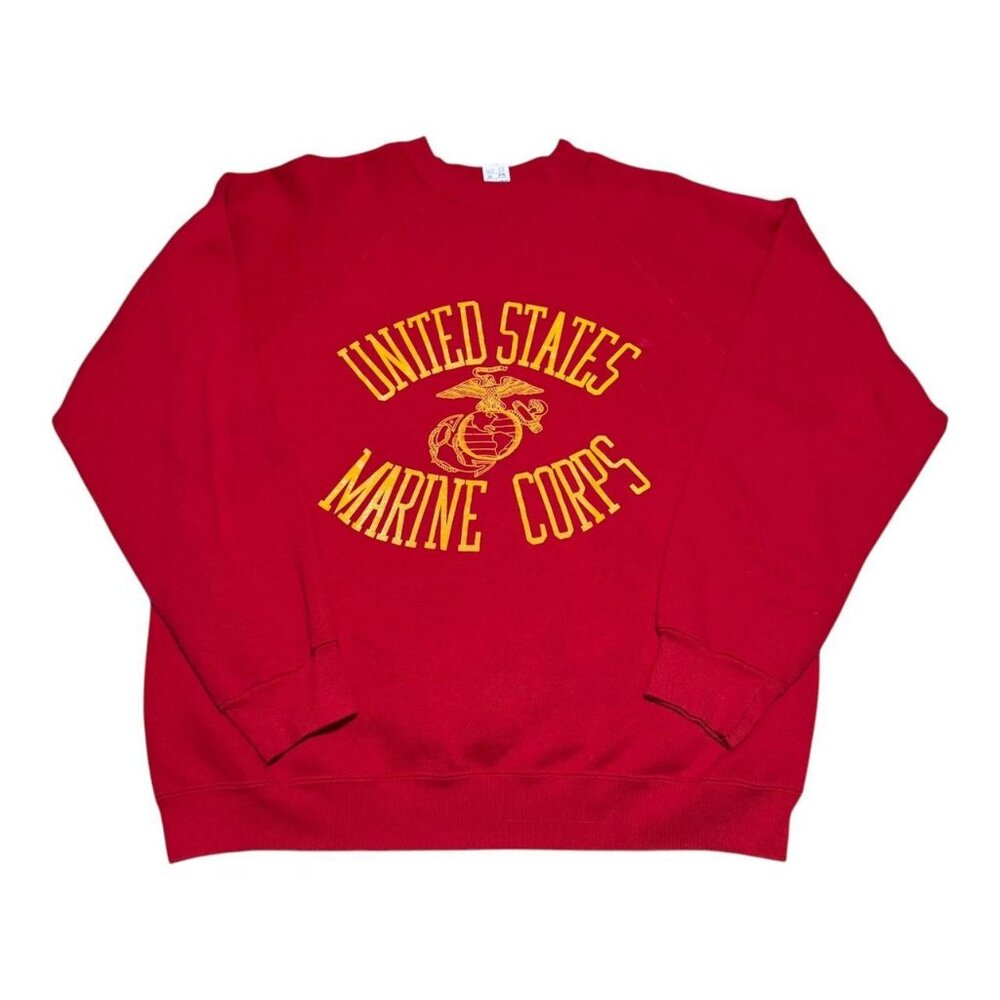 Vintage 80s Artex United States‎ Marines Corps Red Crewneck Sweatshirt Adult XL
